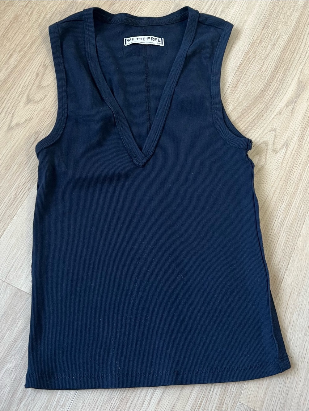 Free People Ribbed V Neck Top